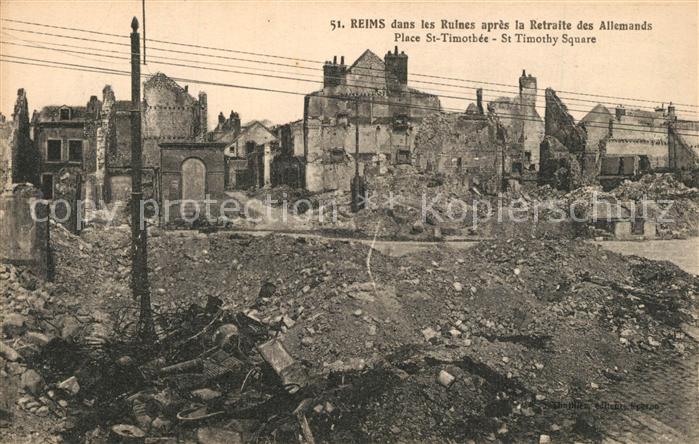 Reims Champagne Ardenne Ruines apr?s la Retraite de Allemands