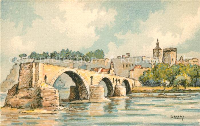 Avignon Vaucluse Le Pont Saint B?n?zet K?nstlerkarte