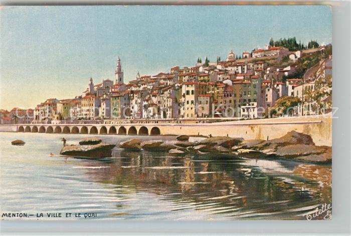 Menton Alpes Maritimes La Ville et le Quai  K?nstlerkarte Gile