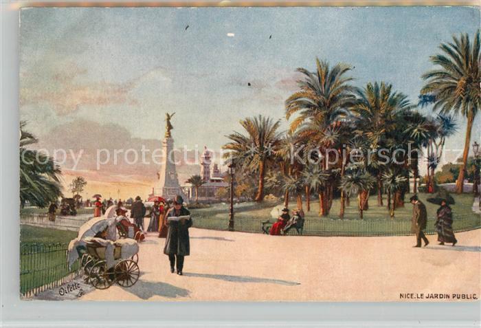 Nice Alpes Maritimes Jardin Public K?nstlerkarte Oilette
