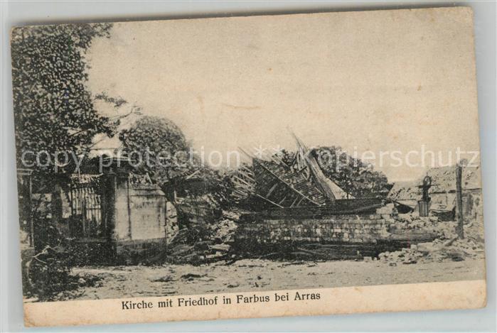 Farbus Kirche mit Friedhof bei Arras