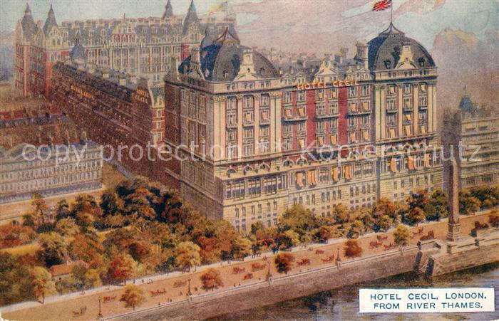 London Hotel Cecil from River Thames