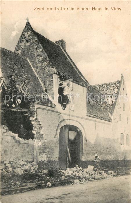 Vimy Haus nach einem Volltreffer WK1