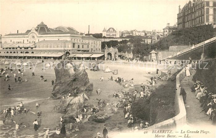 Biarritz Pyrenees Atlantiques La Grande Plage Maree Basse