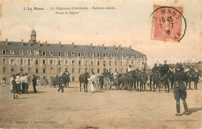 Le Mans Sarthe 31e Regiment d’Artillerie Batterie attelee Avant le depart