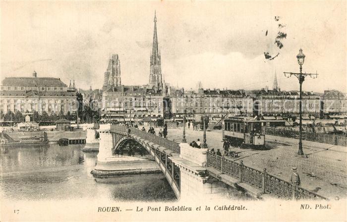 Rouen Le Pont Boieldieu et la Cathedrale