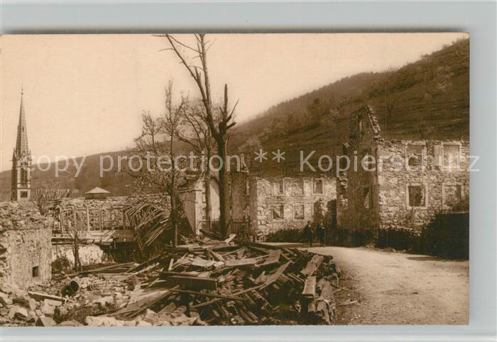Sondernach Haut-Rhin Zerstoertes Dorf in WK1