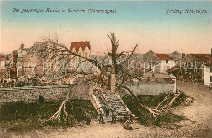 Dontrien Gesprengte Kirche Weltkrieg