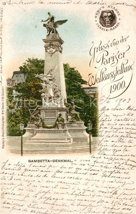 Paris Gambetta Denkmal Weltausstellung