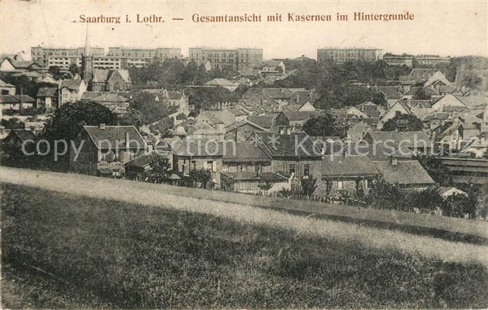 Saarburg Lothringen Panorama mit Kasernen