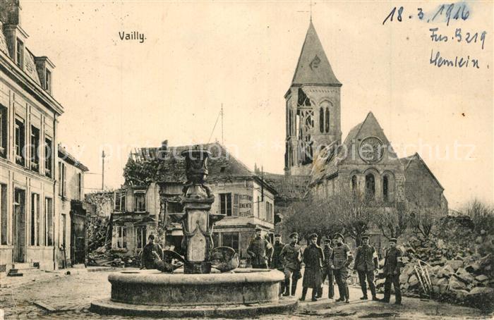 Vailly-sur-Aisne Brunnen Kirche Kriegszerstoerung