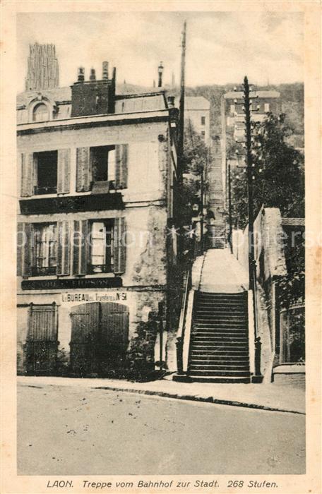 Laon Aisne Treppe Bahnhof zur Stadt