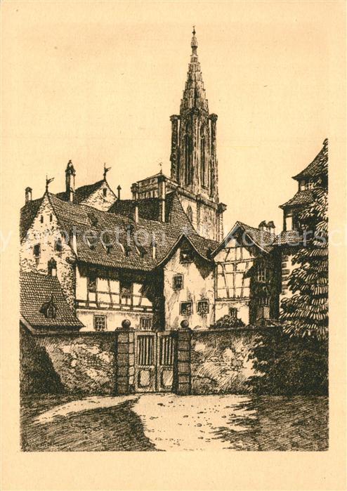 Alt Strassburg Am Sankt Magdalenenplatz Zeichnung Klip