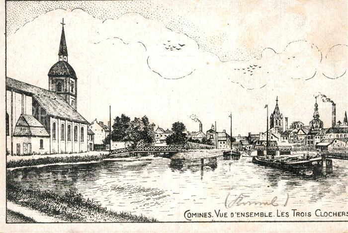 Comines Lille Vue d’Ensemble Les Trois Clochers
