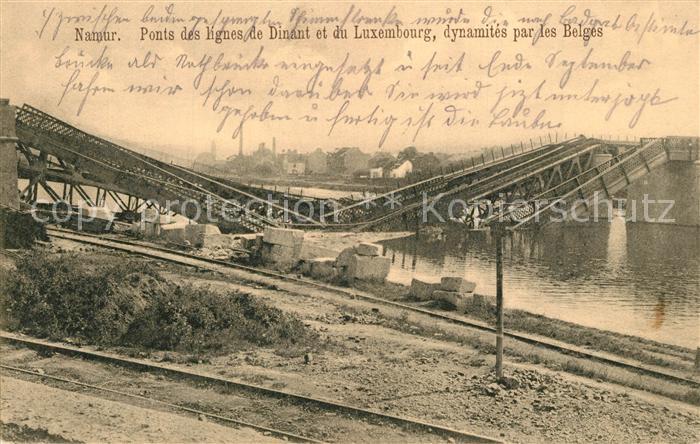 Namur sur Meuse Ponts des lignes de Dinant et du Luxembourg dynamites par les Be