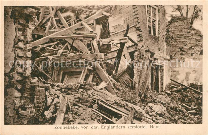 Zonnebeke Von den Englaendern zerstoertes Haus WK1