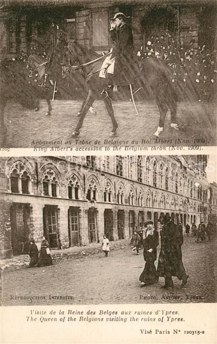 Ypern Ypres Avenement au Trone de Belgique du Roi Albert Visite de la Reine des