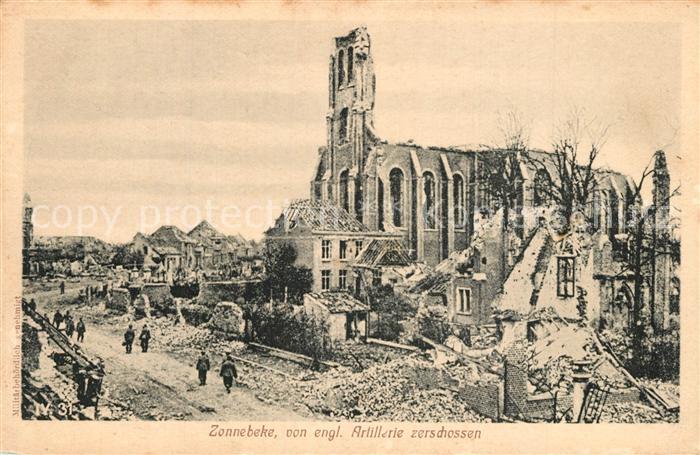 Zonnebeke Zerstoertes Dorf durch engl Artillerie in WK1