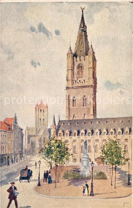 Gent Gand Flandre Het Belfort en de Lakenhalle