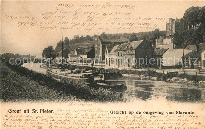 St Pieter Slavante Gezicht op de omgeving van Slavante Kanal Frachtkahn