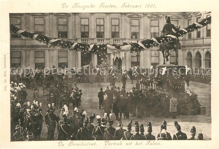 Den Haag De Haagsche Feesten De Bruidsstoet Vertrek uit het Paleis