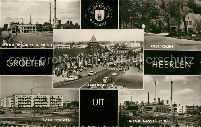 Heerlen Kiekje bij de O.N. Mijn Oliemolen Stationsplein Flatgebouwen Oranje Nass