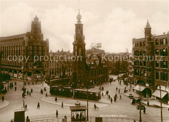 Amsterdam Niederlande Munttoren Zentrum Strassenbahn