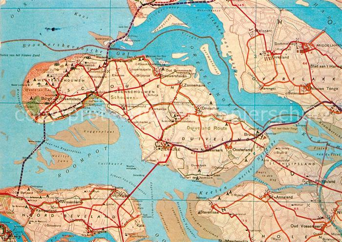 Zeeland Niederlande Inseln Landkarte