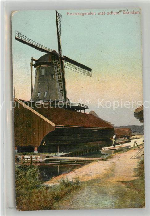 Zaandam Houtzaagmolen met schuur Windmuehle Saegewerk