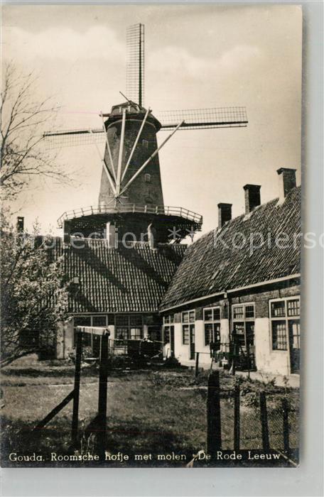 Gouda Roomsche hofje met molen De Rode Leeuw Bauernhof Windmuehle