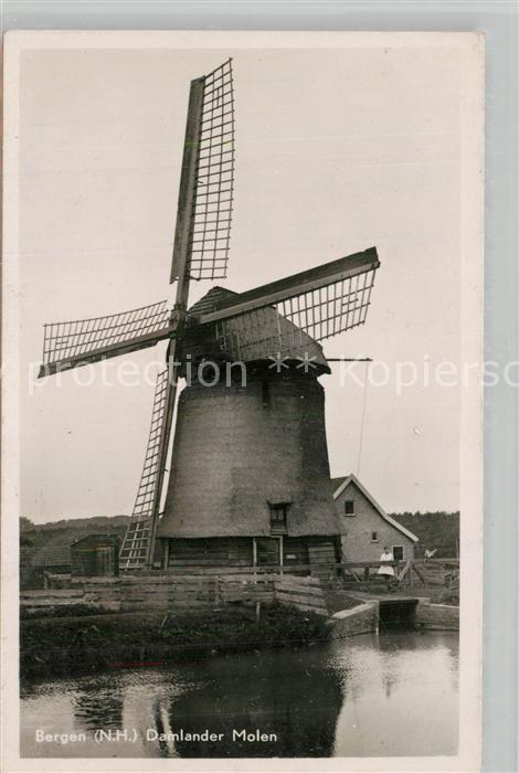 Bergen Nordholland Damlander Molen Windmuehle Zensur Stempel