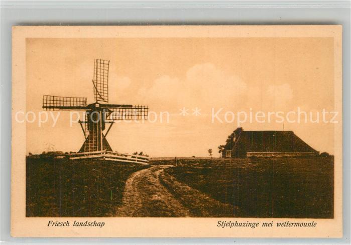 Heerenveen Stjelphuzinge met wettermounle Friesch landschap Windmuehle Friesisch