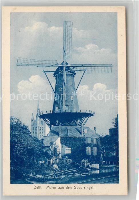 Delft Molen aan den Spoorsingel Windmuehle Kanal Kahn