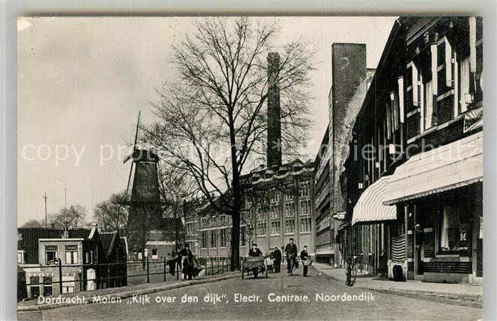 Dordrecht Molen Kijk over den dijk Electr. Centrale Noordendijk Molen Windmuehle
