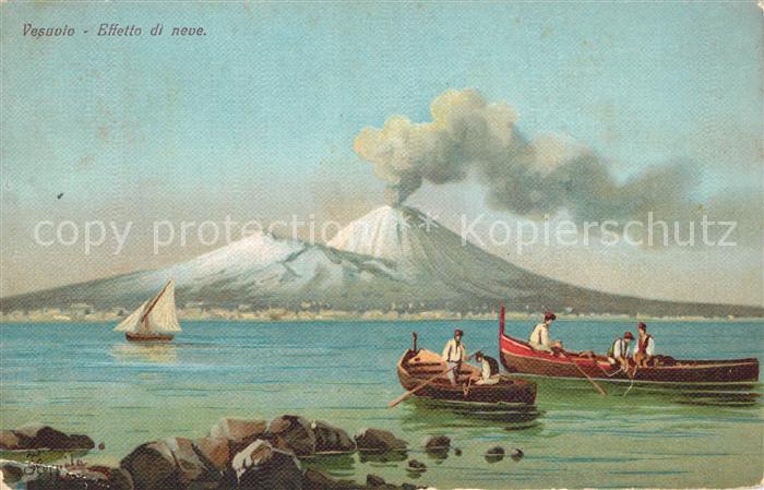 Vesuvio Effetto di neve Fischerboote Kuenstlerkarte