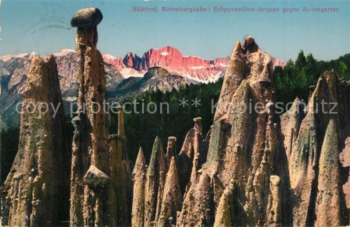 Bozen Suedtirol Rittenbergbahn Erdpyramiden Gruppe Rosengarten