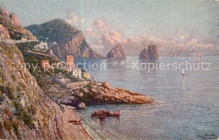 Capri Faraglioni  la piccola marina Kuenstlerkarte