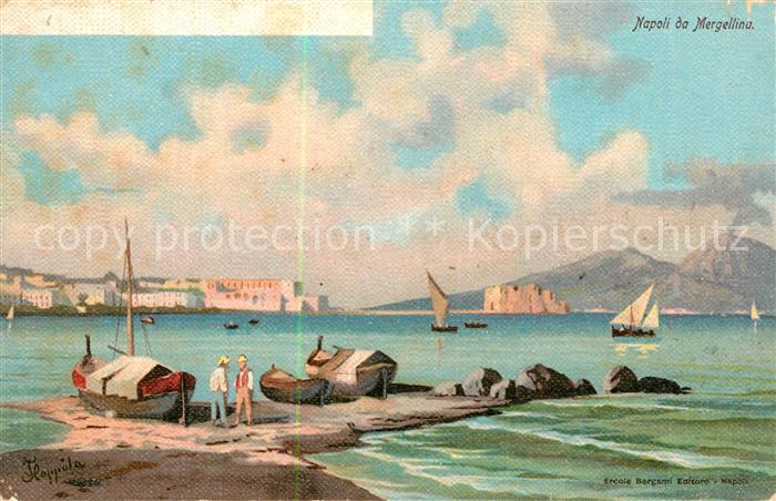 Napoli Neapel Mergellina Panorama Kuenstlerkarte