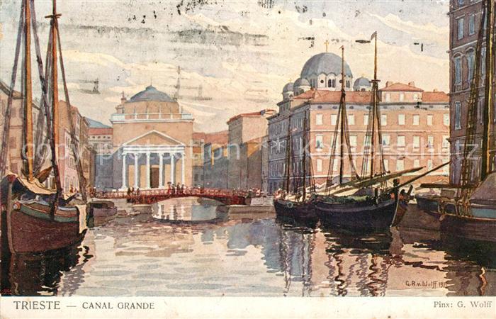Trieste Canal Grande Kuenstlerkarte