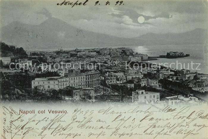 Napoli Neapel Vesuvio Mondschein