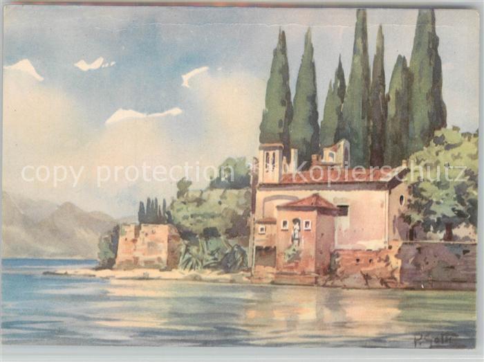 San Vigilio Lago di Garda Panorama Kuenstlerkarte