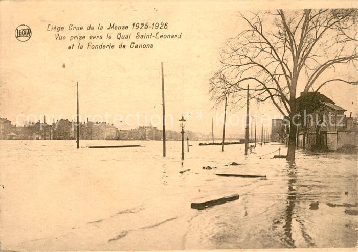 Liege Luettich Crue de la Meuse Vue prise vers le Quai Saint Leonard et la Fonde