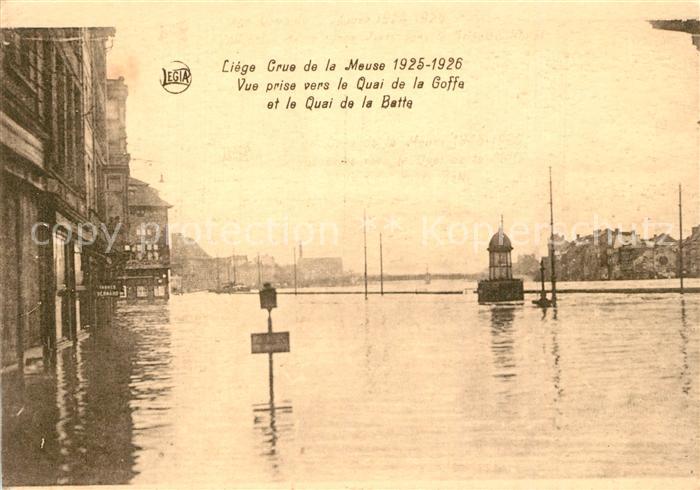 Liege Luettich Crue de la Meuse Vue prise vers le Quai de la Goffe et le Quai de