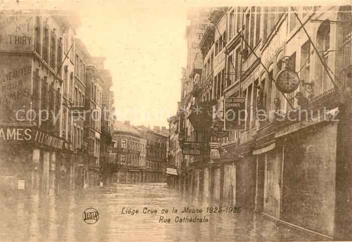 Liege Luettich Crue de la Meuse Rue Cathedrale