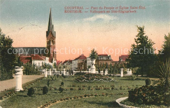 Courtrai KORTRIJK Flandre Belgie Parc du Peuple et Eglise Saint Eloi