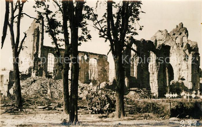 Langemark Zerstoerte Kirche in WK1