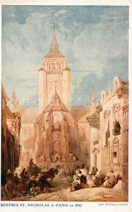 Gand Belgien Beffroi St Nicholas en 1852 Asiles des Soldats Invalides Belges