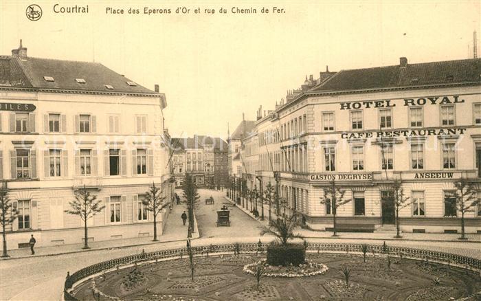 Courtrai KORTRIJK Flandre Belgie Place des Eperons d’Or et rue du Chemin de Fer