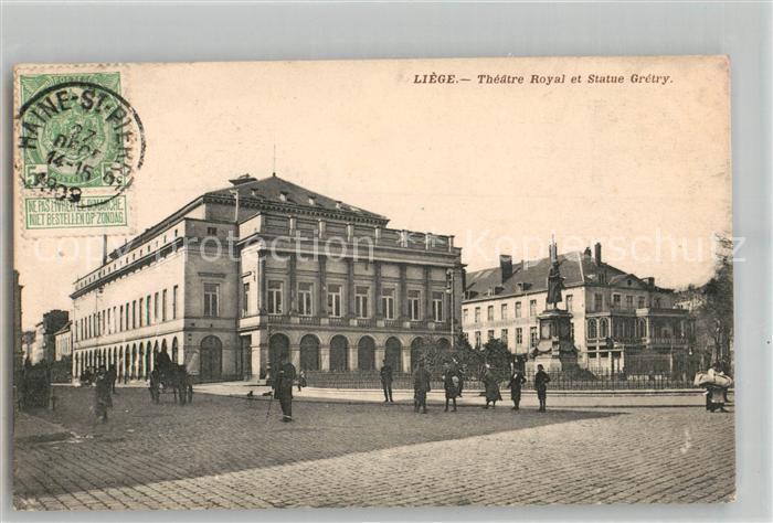 Liege Luettich Theatre Royal et Statue Gretry