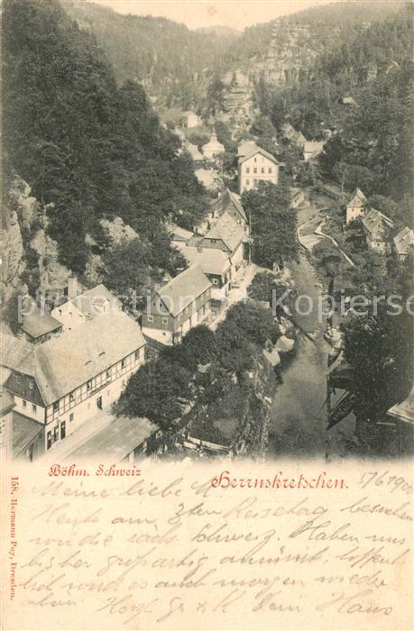 Herrnskretschen Boehmen Blick ins Tal